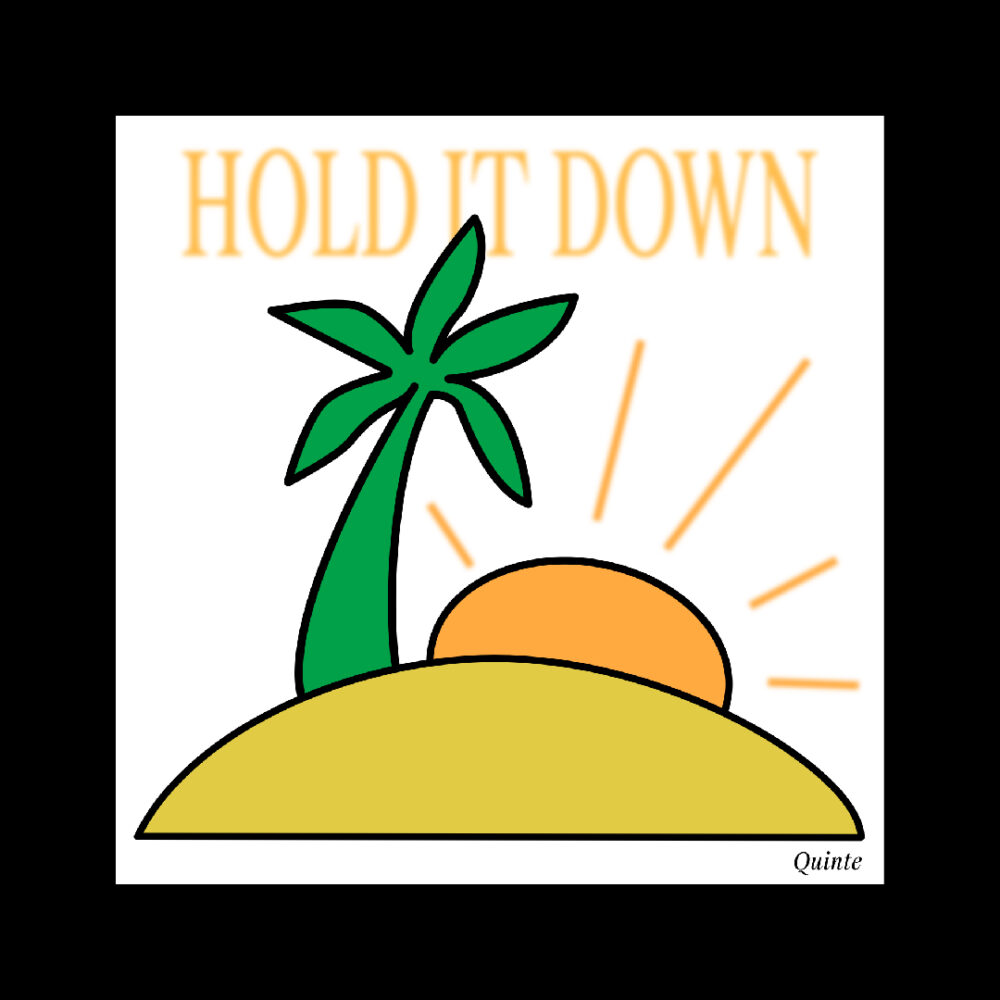 Palme auf Insel mit sonne als illustration