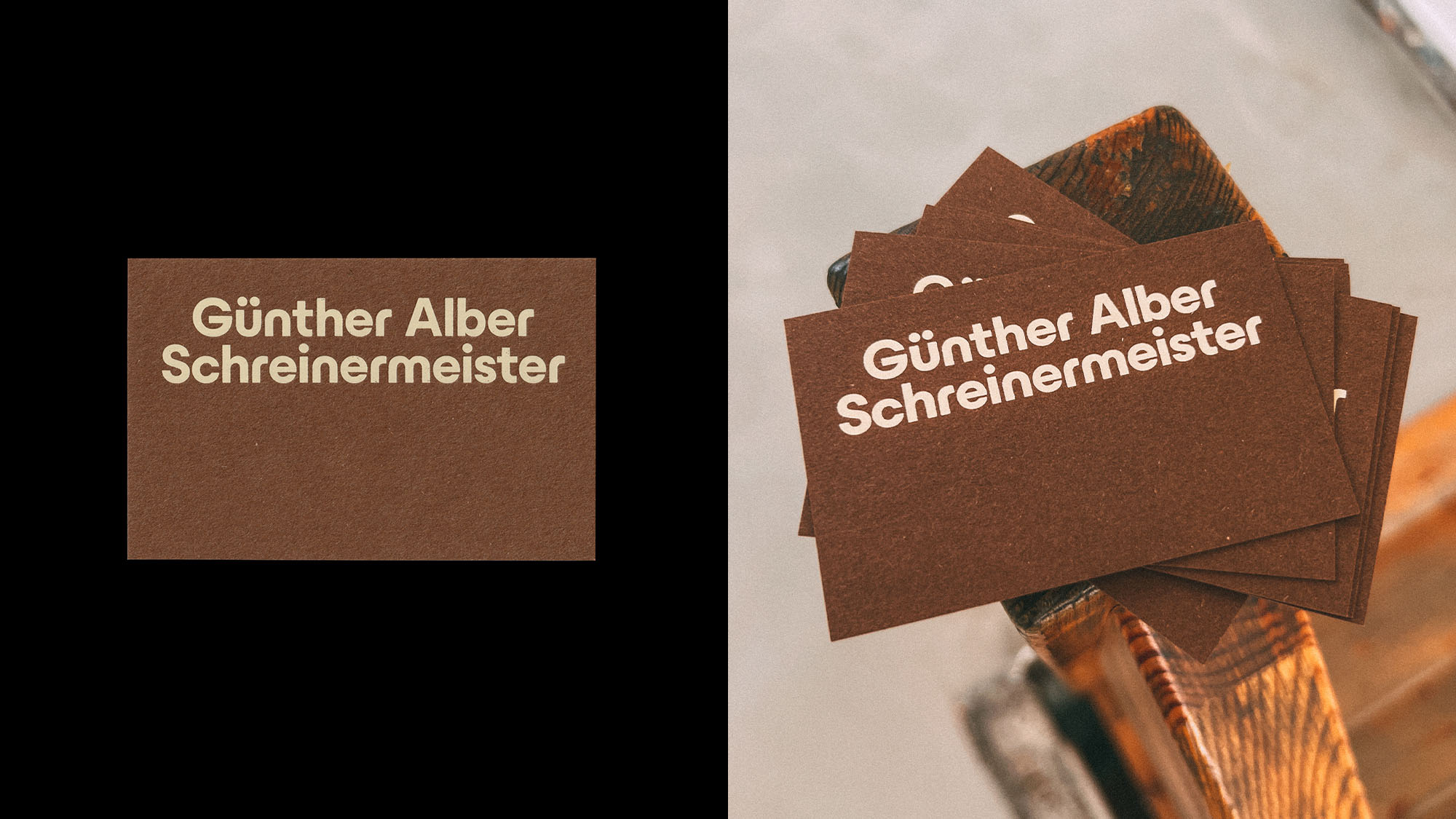 Visitenkarte und logo für den Schreinermeister Günther Alber